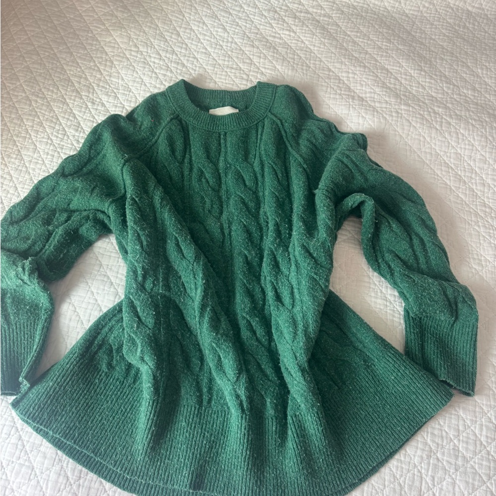 Aerie Forest Green Cable Knit Sweater
